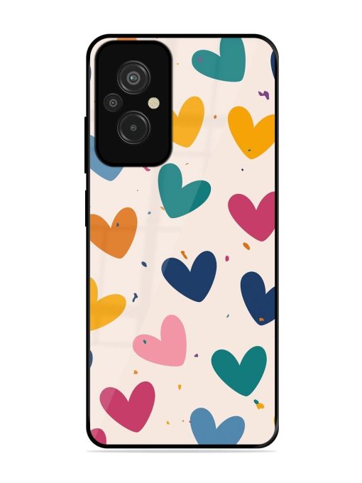 Rainbow Hearts Glossy Soft Edge Case for Xiaomi Redmi 11 Prime (4G)