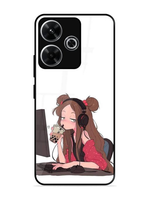 Girl Playing On Pc Glossy Soft Edge Case for Xiaomi Redmi 13 (5G)