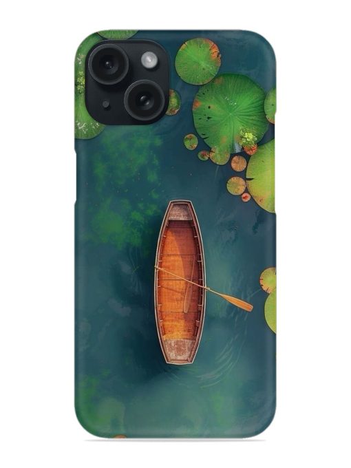 Wooden Boat Floating In A Serene Pond Snap Case