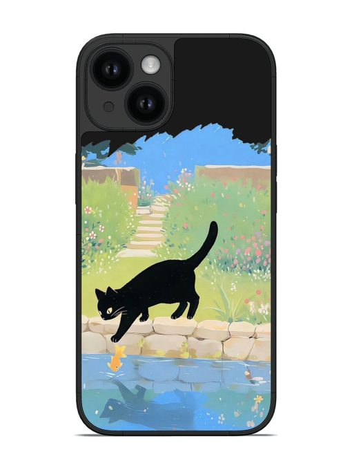 Black Cat Near River Glossy Soft Edge Case