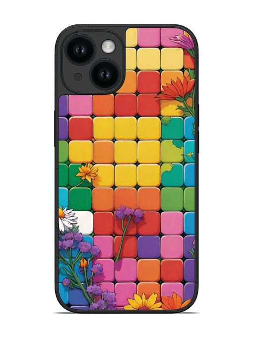 Colorful Squares And A Variety Of Flowers Glossy Soft Edge Case