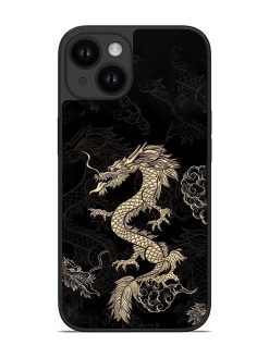 Golden Dragon On Black Background Glossy Soft Edge Case