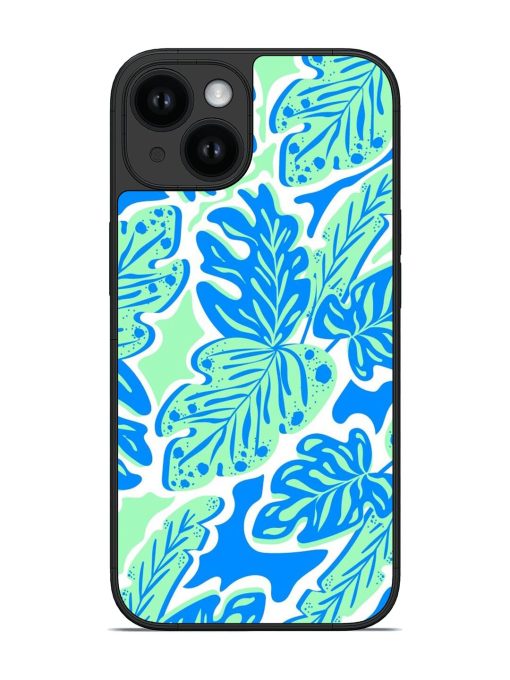 Blue And Green Leaf Pattern Glossy Soft Edge Case