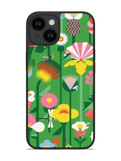 Green Geomatric Floral Design Glossy Soft Edge Case