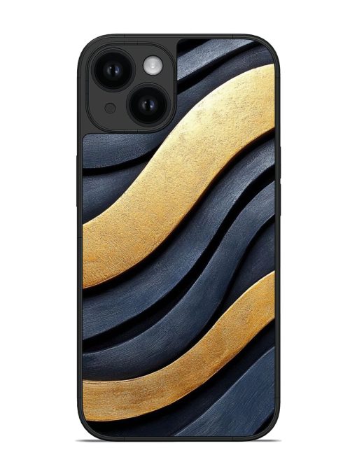 Blue & Gold Wavy Pattern Glossy Soft Edge Case