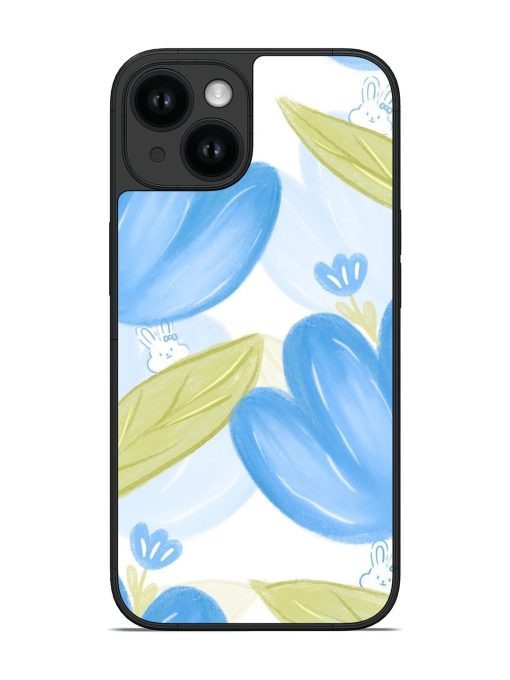 Blue Flowers With Hidden Bunnies Glossy Soft Edge Case