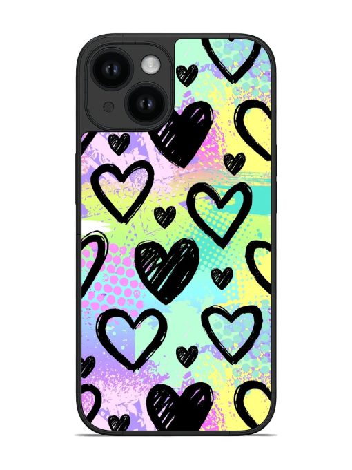 Bright Pattern Hearts Glossy Soft Edge Case