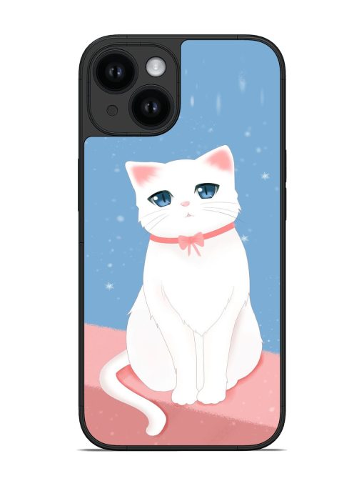 Cute White Cat Glossy Soft Edge Case