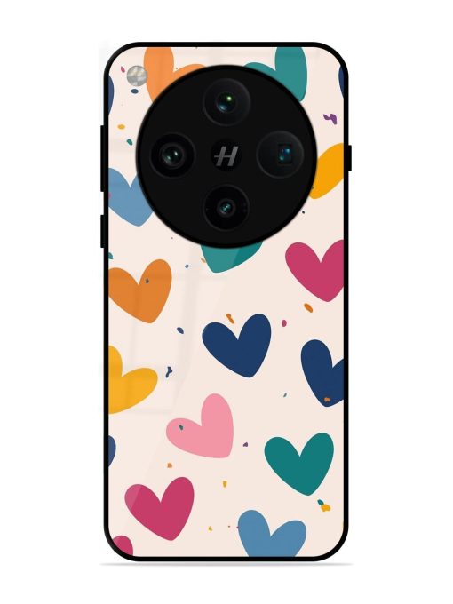 Rainbow Hearts Glossy Soft Edge Case for Oppo Find X8 Pro