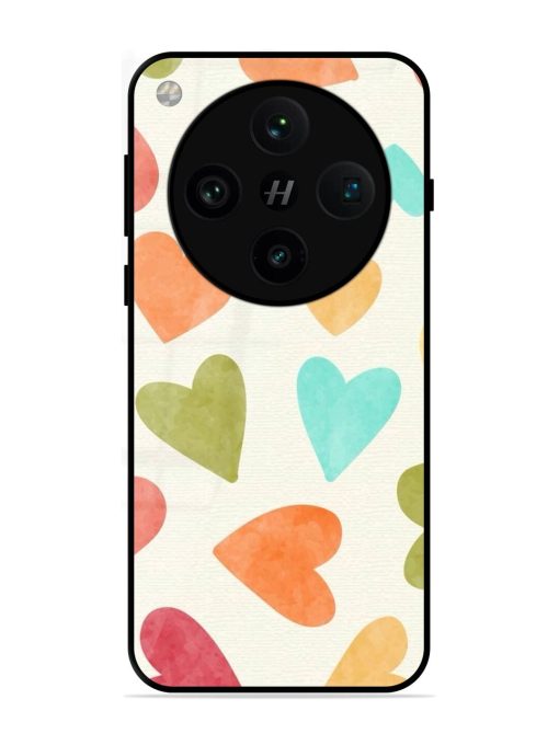 Watercolor Hearts Glossy Soft Edge Case for Oppo Find X8 Pro