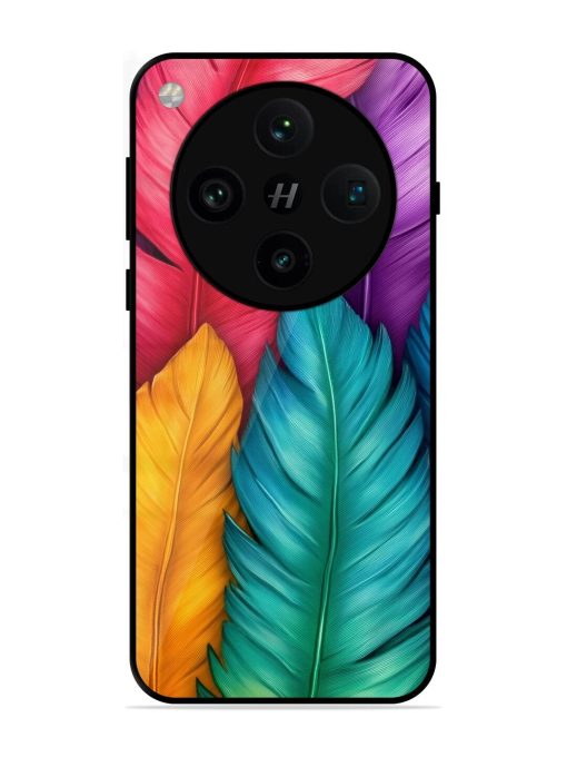 Rainbow Feathers Glossy Soft Edge Case for Oppo Find X8 Pro