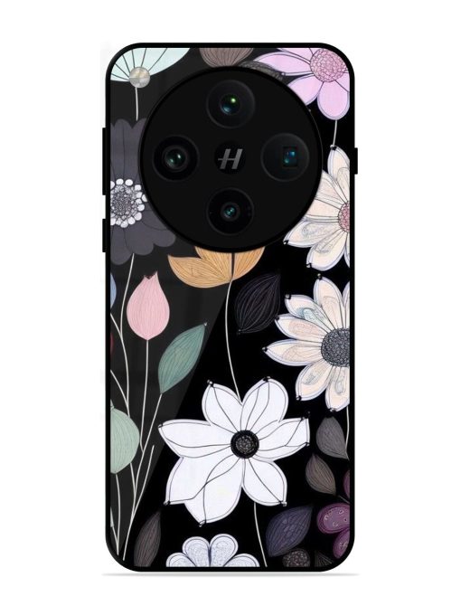 Whimsical Blooms On Black Glossy Soft Edge Case for Oppo Find X8 Pro