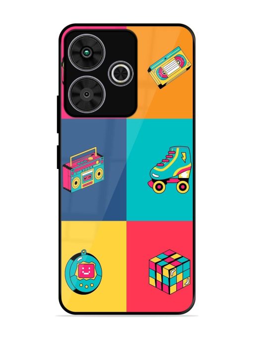 90S Throwback Grid Glossy Soft Edge Case for Poco M6 Plus (5G)