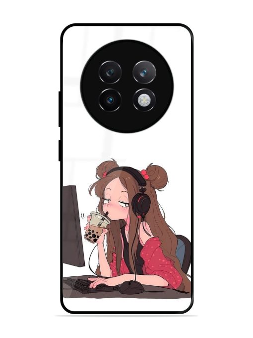 Girl Playing On Pc Glossy Soft Edge Case for Realme 13 Plus (5G)