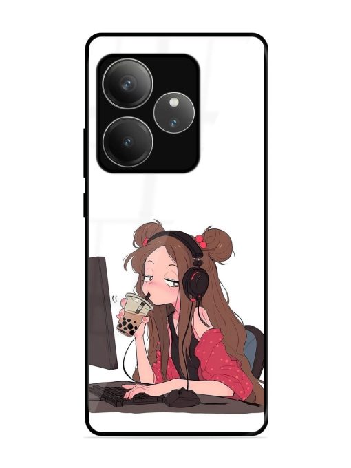Girl Playing On Pc Glossy Soft Edge Case for Realme Gt 6