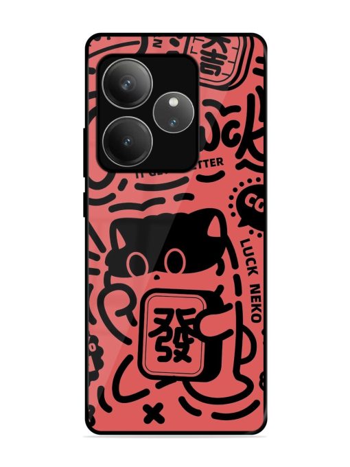 Lucky Cat Doodle Glossy Soft Edge Case for Realme Gt 6