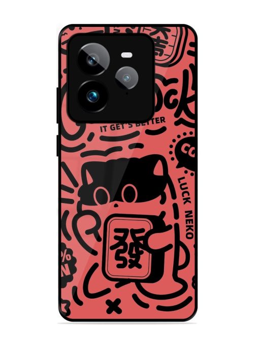 Lucky Cat Doodle Glossy Soft Edge Case for Realme Gt 7 Pro (5G)