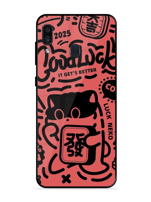 Lucky Cat Doodle Glossy Soft Edge Case for Samsung Galaxy A30