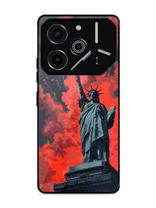 Lady Liberty'S Firework Finale Glossy Soft Edge Case for Tecno Pova 6 Pro (5G)