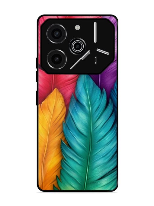 Rainbow Feathers Glossy Soft Edge Case for Tecno Pova 6 Pro (5G)