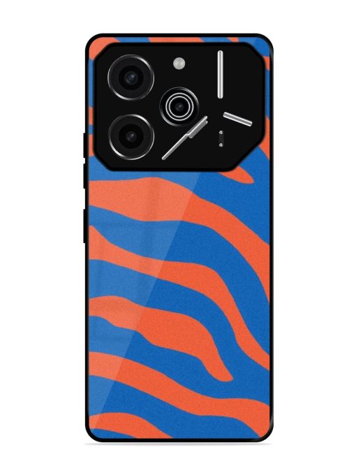 Zebra Stripes In Blue And Orange Glossy Soft Edge Case for Tecno Pova 6 Pro (5G)