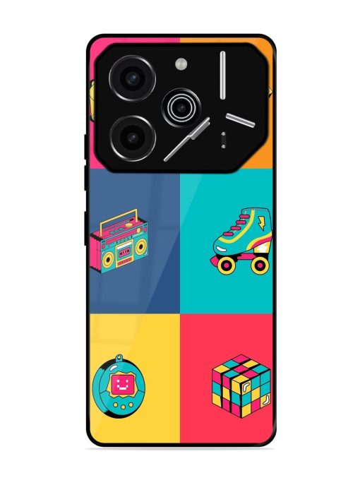 90S Throwback Grid Glossy Soft Edge Case for Tecno Pova 6 Pro (5G)