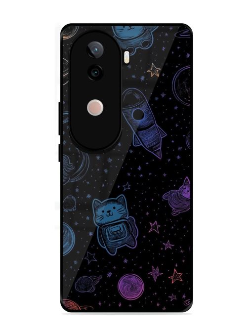 Cosmic Cat Chaos Glossy Soft Edge Case for Vivo V40E (5G)