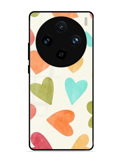 Watercolor Hearts Glossy Soft Edge Case for Vivo X100 Pro (5G)