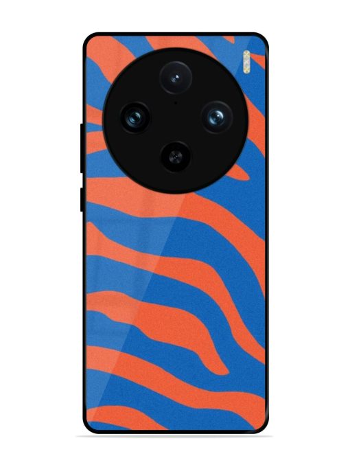 Zebra Stripes In Blue And Orange Glossy Soft Edge Case for Vivo X100 Pro (5G)