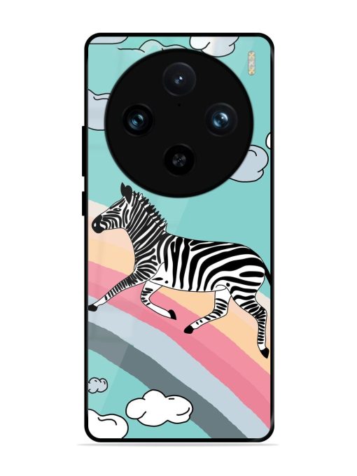 Zebra On A Rainbow Glossy Soft Edge Case for Vivo X100 Pro (5G)