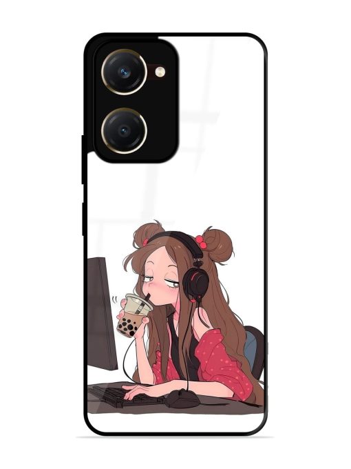 Girl Playing On Pc Glossy Soft Edge Case for Vivo Y18T