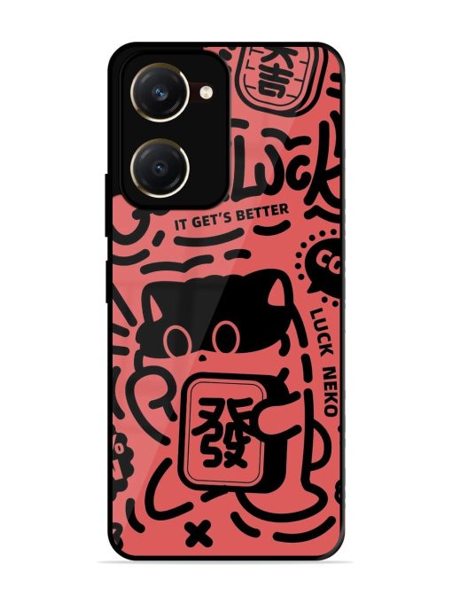 Lucky Cat Doodle Glossy Soft Edge Case for Vivo Y18T