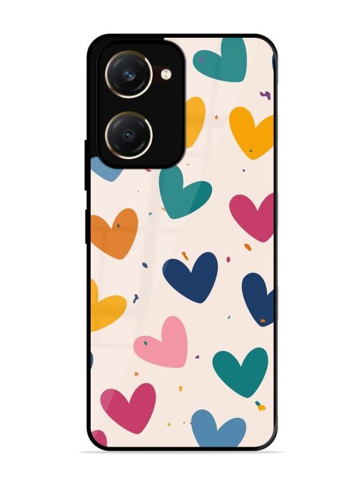 Rainbow Hearts Glossy Soft Edge Case for Vivo Y28S (5G)