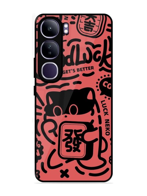 Lucky Cat Doodle Glossy Soft Edge Case for Vivo Y300 (5G)