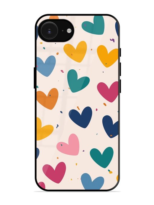 Rainbow Hearts Glossy Soft Edge Case for Apple Iphone 16E