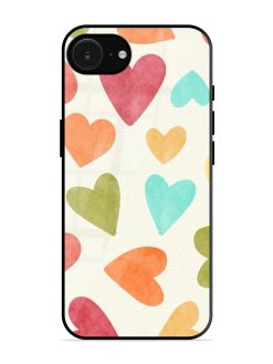 Watercolor Hearts Glossy Soft Edge Case for Apple Iphone 16E
