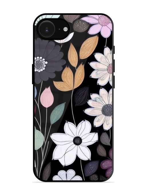 Whimsical Blooms On Black Glossy Soft Edge Case for Apple Iphone 16E