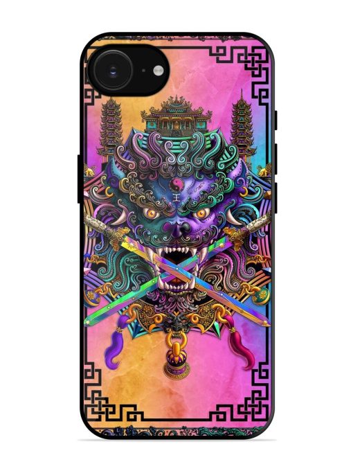 Psychedelic Fu Dog Tapestry Glossy Soft Edge Case for Apple Iphone 16E