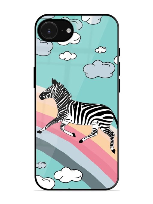 Zebra On A Rainbow Glossy Soft Edge Case for Apple Iphone 16E