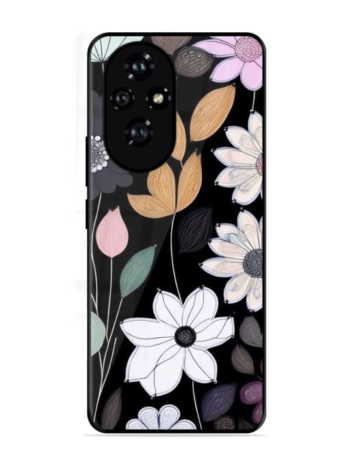 Whimsical Blooms On Black Glossy Soft Edge Case for Honor 200 Pro (5G)