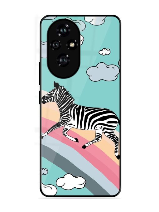 Zebra On A Rainbow Glossy Soft Edge Case for Honor 200 Pro (5G)