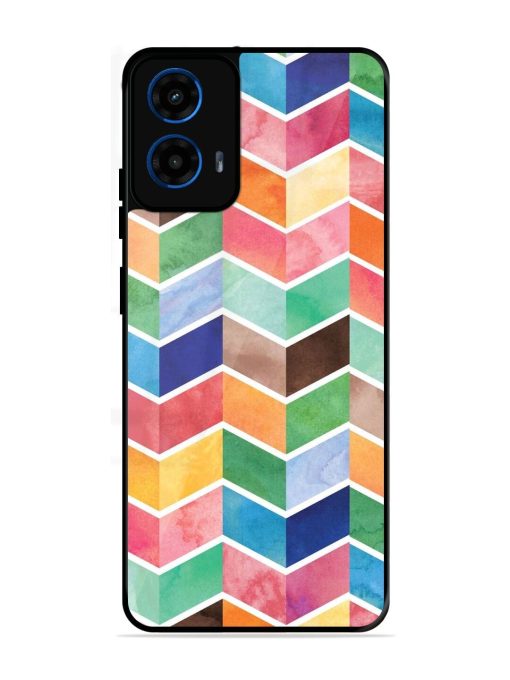Watercolor Chevron Whimsy Glossy Soft Edge Case for Motorola Moto G45 (5G)