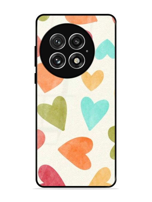 Watercolor Hearts Glossy Soft Edge Case for Oneplus 13 (5G)