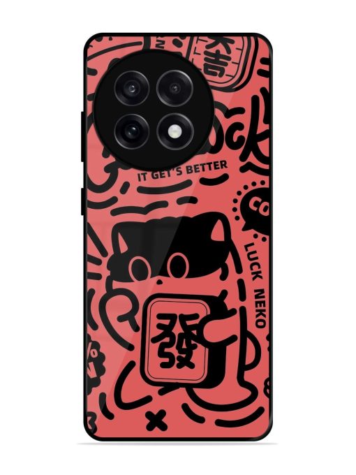 Lucky Cat Doodle Glossy Soft Edge Case for Oneplus 13R (5G)