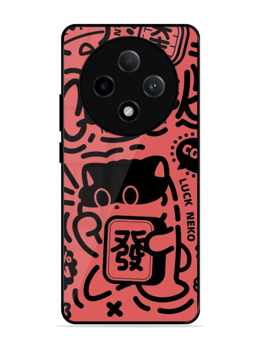 Lucky Cat Doodle Glossy Soft Edge Case for Oppo F27 (5G)