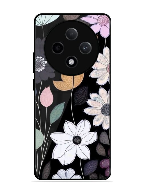 Whimsical Blooms On Black Glossy Soft Edge Case for Oppo F27 (5G)