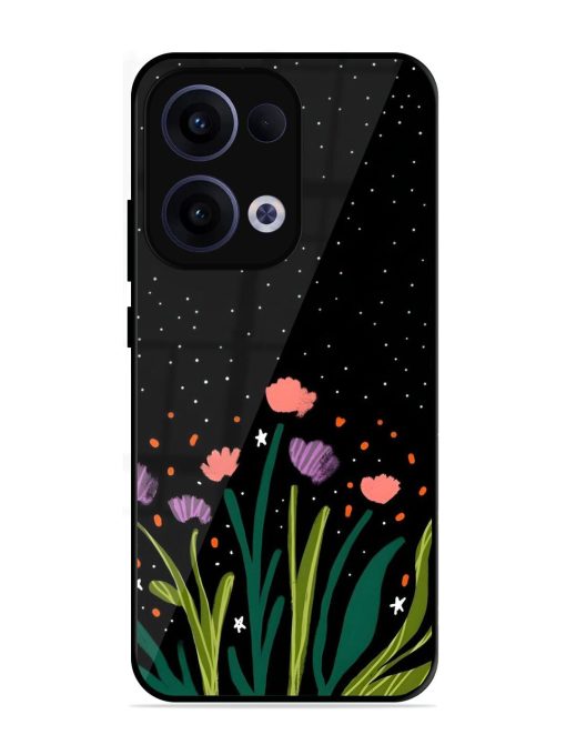 Midnight Bloom Glossy Soft Edge Case for Oppo Reno 13 (5G)