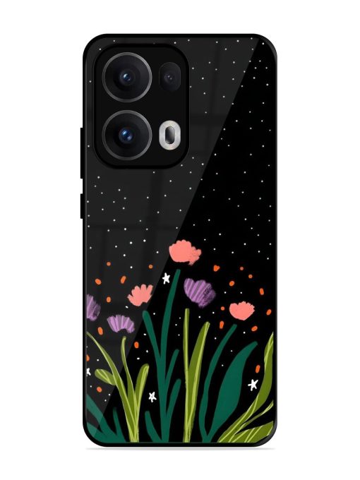 Midnight Bloom Glossy Soft Edge Case for Oppo Reno 13 Pro (5G)