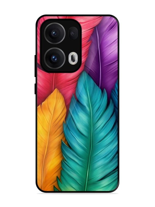 Rainbow Feathers Glossy Soft Edge Case for Oppo Reno 13 Pro (5G)