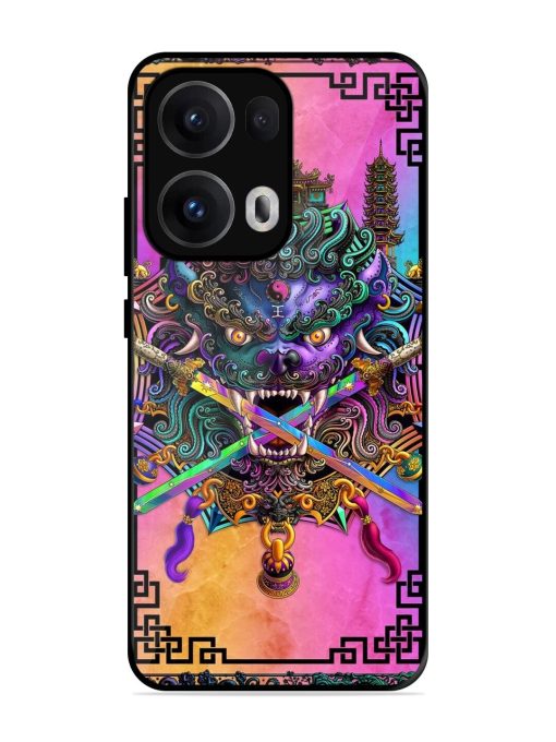 Psychedelic Fu Dog Tapestry Glossy Soft Edge Case for Oppo Reno 13 Pro (5G)